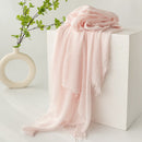 Light Pink Cotton and linen scarves - Elegant, solid-color, lightweight shawls, soft and comfortable, suitable for pairing with various outfits.