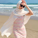 Light Pink Cotton and linen scarves - Elegant, solid-color, lightweight shawls, soft and comfortable, suitable for pairing with various outfits.