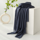 Dark Blue Cotton and linen scarves - Elegant, solid-color, lightweight shawls, soft and comfortable, suitable for pairing with various outfits.