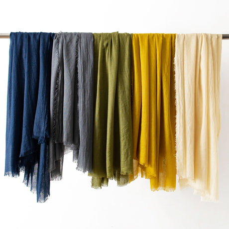 Dark Blue Cotton and linen scarves - Elegant, solid-color, lightweight shawls, soft and comfortable, suitable for pairing with various outfits.