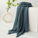 Dark Green Cotton and linen scarves - Elegant, solid-color, lightweight shawls, soft and comfortable, suitable for pairing with various outfits.