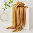 Dark Yellow Cotton and linen scarves - Elegant, solid-color, lightweight shawls, soft and comfortable, suitable for pairing with various outfits.