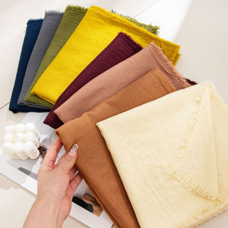 Dark Yellow Cotton and linen scarves - Elegant, solid-color, lightweight shawls, soft and comfortable, suitable for pairing with various outfits.