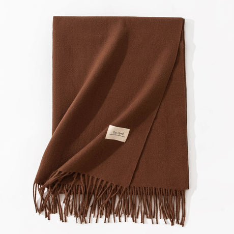 Coffee Autumn & Winter Korean-Style Women's Cashmere-Like Scarf – Solid Color, Warm, Versatile Wrap
