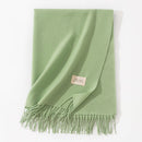 Green Autumn & Winter Korean-Style Women's Cashmere-Like Scarf – Solid Color, Warm, Versatile Wrap