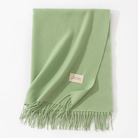 Green Autumn & Winter Korean-Style Women's Cashmere-Like Scarf – Solid Color, Warm, Versatile Wrap
