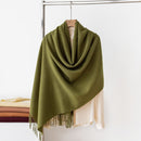 Dark Green Autumn & Winter Korean-Style Women's Cashmere-Like Scarf – Solid Color, Warm, Versatile Wrap