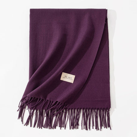 Dark Purple Autumn & Winter Korean-Style Women's Cashmere-Like Scarf – Solid Color, Warm, Versatile Wrap
