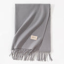 Grey Autumn & Winter Korean-Style Women's Cashmere-Like Scarf – Solid Color, Warm, Versatile Wrap