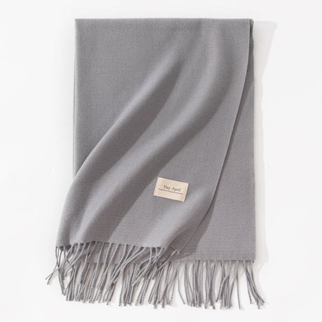 Grey Autumn & Winter Korean-Style Women's Cashmere-Like Scarf – Solid Color, Warm, Versatile Wrap