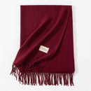 Dark Red Autumn & Winter Korean-Style Women's Cashmere-Like Scarf – Solid Color, Warm, Versatile Wrap