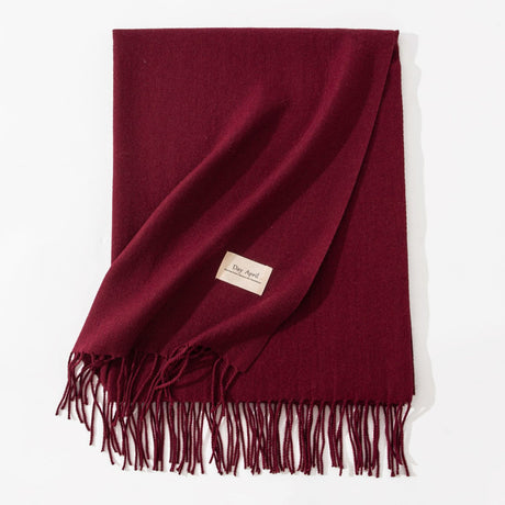 Dark Red Autumn & Winter Korean-Style Women's Cashmere-Like Scarf – Solid Color, Warm, Versatile Wrap