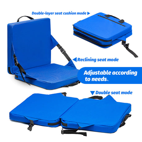 Blue Portable Foldable Outdoor Seat – Multi-Functional Stadium & Boat Chair with Carry Handle
