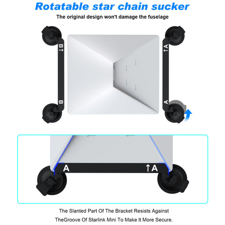 10 Pcs Black Heavy-Duty Suction Cup Mount for Starlink Mini - All-Weather Car, RV & Boat Bracket