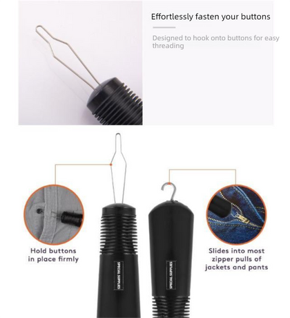 Grey Dressing Aid Tool – Button & Zipper Assistant for Elderly and People with Limited Mobility
