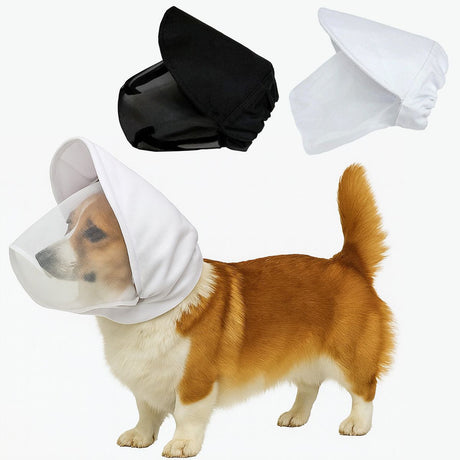 Size L Black Mesh Net Hood for Dogs – Protective Face Cover Against Insects, Debris, and Oral Ingestion
