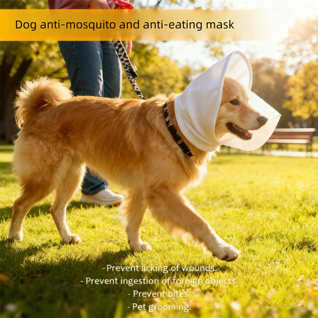 Size L Black Mesh Net Hood for Dogs – Protective Face Cover Against Insects, Debris, and Oral Ingestion