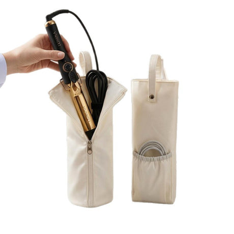 Beige Heat-Resistant Styling Tool Organizer – Compact, Hanging Storage Pouch for Hair Tools