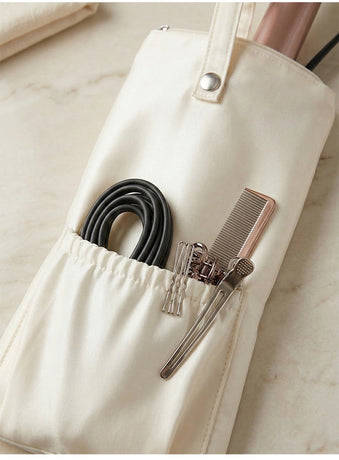 Beige Heat-Resistant Styling Tool Organizer – Compact, Hanging Storage Pouch for Hair Tools