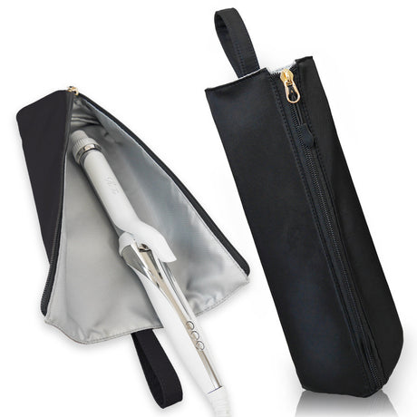 Black Heat-Resistant Styling Tool Organizer – Compact, Hanging Storage Pouch for Hair Tools