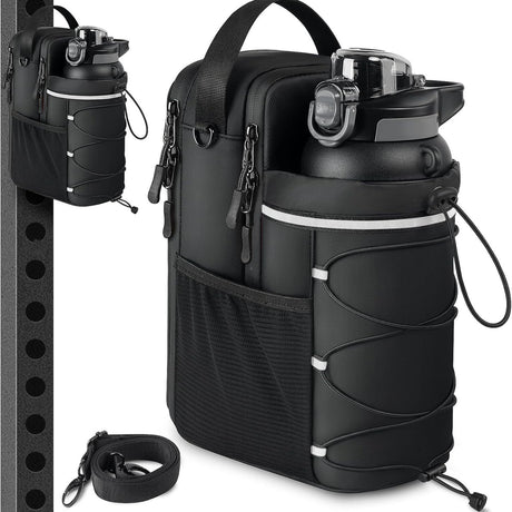 Black Magnetic Water Bottle Holster – Large-Capacity, Crossbody Carry Pouch for Outdoor & Gym Use