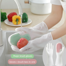 3 Pairs of Pink Brush Gloves Integrated Brush Glove – Multifunctional Cleaning Glove for Kitchen, Dishwashing & Household Tasks