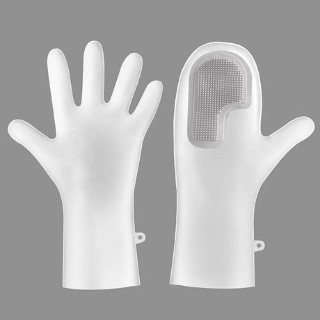 3 Pairs of Grey Brush Gloves Integrated Brush Glove – Multifunctional Cleaning Glove for Kitchen, Dishwashing & Household Tasks