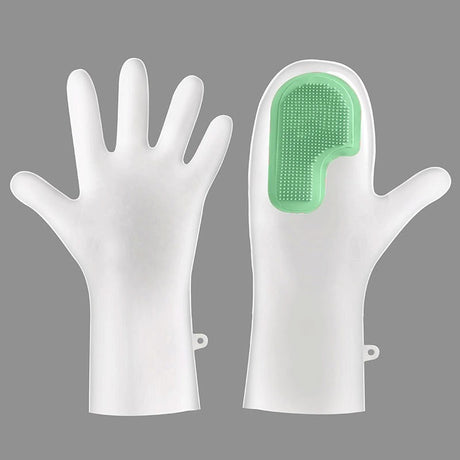 3 Pairs of Green Brush Gloves Integrated Brush Glove – Multifunctional Cleaning Glove for Kitchen, Dishwashing & Household Tasks