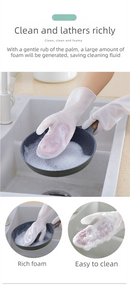 3 Pairs of Green Brush Gloves Integrated Brush Glove – Multifunctional Cleaning Glove for Kitchen, Dishwashing & Household Tasks