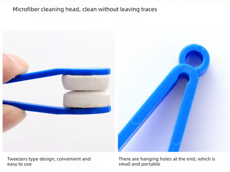 10 Pcs Black Portable Eyeglass Cleaning Clip - Dual-Sided Microfiber Tongs for Safe, Streak-Free Lens Care