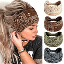 Beige Bohemian Yoga Headband – Elastic Sweat-Wicking Hairband for Women