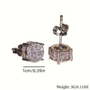 Silver Unisex Round Crystal Stud Earrings – Full-Pave Micro-Set Alloy Ear Jewelry