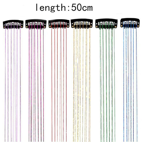 Silver Laser Iridescent Hair Extensions – 12-Piece Clip-In Highlight Strands (High-Temperature Fiber)