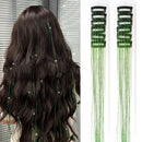 Green Laser Iridescent Hair Extensions – 12-Piece Clip-In Highlight Strands (High-Temperature Fiber)