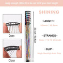 Yellow and Silver and Pink Laser Iridescent Hair Extensions – 12-Piece Clip-In Highlight Strands (High-Temperature Fiber)