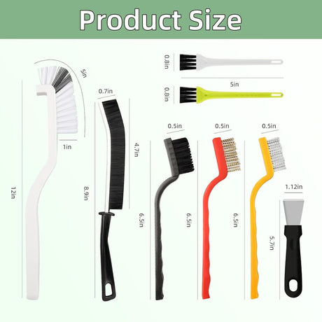 Set A Multi-Use Heavy-Duty Cleaning Brush Set – 12-Piece Hard Bristle Tool Kit for Kitchen, Bathroom & Tight Spaces