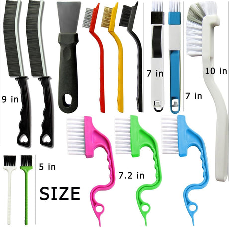 Set C Multi-Use Heavy-Duty Cleaning Brush Set – 12-Piece Hard Bristle Tool Kit for Kitchen, Bathroom & Tight Spaces