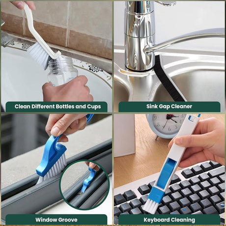 Set C Multi-Use Heavy-Duty Cleaning Brush Set – 12-Piece Hard Bristle Tool Kit for Kitchen, Bathroom & Tight Spaces