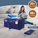 2 Pack Extra Heavy Duty Large Moving Bags with Strong Zipper & Comfortable Handles, Sturdy & Durable Clothes Storage Bags Totes Bins,  Packing Moving Boxes for Clothes, Bedding, Dorm & Travel, Dark Blue