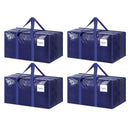 4 Pack Extra Heavy Duty Large Moving Bags with Strong Zipper & Comfortable Handles, Sturdy & Durable Clothes Storage Bags Totes Bins,  Packing Moving Boxes for Clothes, Bedding, Dorm & Travel, Dark Blue