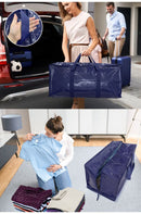 4 Pack Extra Heavy Duty Large Moving Bags with Strong Zipper & Comfortable Handles, Sturdy & Durable Clothes Storage Bags Totes Bins,  Packing Moving Boxes for Clothes, Bedding, Dorm & Travel, Dark Blue