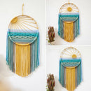 Style 1 Hand-Woven Cotton Rope Sunrise Sunset Wall Hanging - Bohemian Macrame Tapestry with Tassels, 60x30cm - Perfect for Living Room, Bedroom