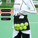 Black Mesh Ball Waist Bag - Large Capacity Portable Pickleball & Tennis Ball Carrier with Adjustable Belt & Inner Pocket - Lightweight Sports Storage Pouch for Training & Outdoor Play