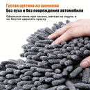 Orange and Grey Telescopic Dual-Head Car Wash Brush with 360° Rotating Chenille Mop Head - Long Handle Auto Cleaning Tool