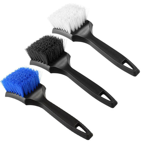 Blue Car Tire & Detailing Brush  - 2-Pack Stiff Bristle Scrubber for Wheels, Mats, and Upholstery