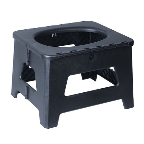 Black  Large Portable Folding Camping Toilet Stool - Capacity Emergency Potty for Car, Outdoor Travel, and Hiking