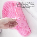 Pink 3-piece set  (2-Pack Silicone Foot & Back Scrubber Mat with Suction Cups + 1 Premium Lace Bath Loofah Sponge Set) - Non-Slip Foot Massager & Exfoliating Shower Set