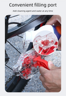 Red Transparent Bicycle Chain Cleaner with Visualization Design - Immersion Wash Tool for Road & Mountain Bikes + Bonus Cleaning Brush