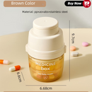 Beige 3-in-1 Pill Cutter, Crusher & Organizer Box with Built-in Water Cup - Portable Medicine Storage Container with Precision Quarter/Half Splitter