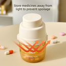 2 Pcs Beige 3-in-1 Pill Cutter, Crusher & Organizer Box with Built-in Water Cup - Portable Medicine Storage Container with Precision Quarter/Half Splitter